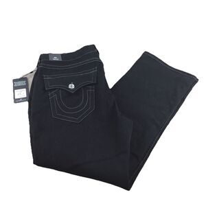 True Religion Ricky Flap Men Body Rinse Black  Straight Jeans Sz 34 (37”x30”)
